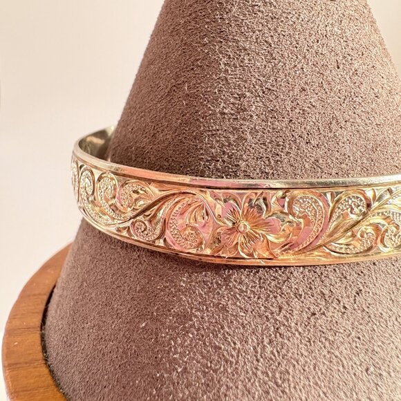 VTG Sterling Silver Hawaiian Bangle Bracelet Kūʻuipo "My Sweetheart" Size L - Picture 3 of 11